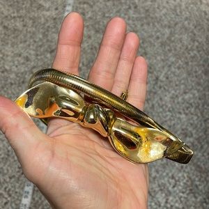 Vintage gold metal bow belt